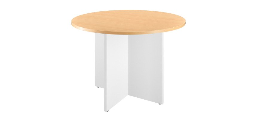 Table ronde 100 cm plateau blanc pieds croix Essens