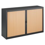 Armario de oficina metálico desmontable Ancho Especial Alt. 100 x An. 160 cm Antracita Puerta persiana Madera