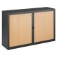 Armoire basse à rideaux démontables décor bois Largeurs spécifiques 100 x 160 cm corps anthracite
