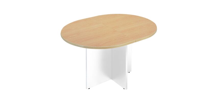 Table de réunion ovale L 140 cm plateau hêtre pieds croix Essens