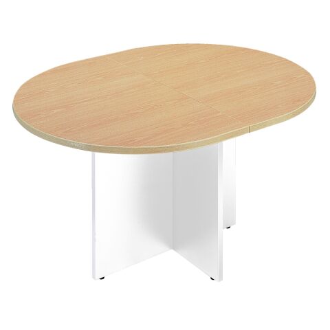 Mesa de reunión extensible ovalada haya Excellens / Blanco