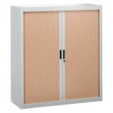 Armoire à rideaux gris/hêtre démontable Bruneau 136 x 120 cm