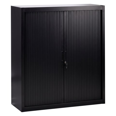 Armario de oficina metálico desmontable Bruneau Alt. 136 x An. 120 cm negro con persianas negras