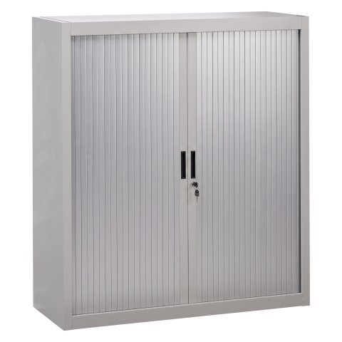 Armario de oficina metálico desmontable Bruneau Alt. 136 x An. 120 cm gris con persianas aluminio