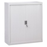 Armoire basse métal H 136 x L 120 cm à rideaux démontables Bruneau corps blanc portes blanc