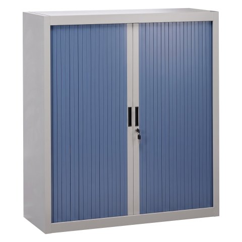 Armario de oficina metálico desmontable Bruneau Alt. 136 x An. 120 cm gris con persianas azules
