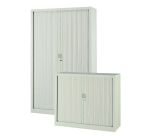 Pack armoires métal à rideaux Généric H 198 cm gris clair 1 achetée = 1 armoire H 100 cm offerte