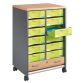 Dessertes mobile anthracite - rideaux hêtre Multiclass 12 tiroirs