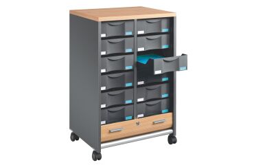Mueble auxiliar movil Multiclass antracita/haya - 12 cajones antracita