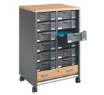 Dessertes mobile anthracite - rideaux hêtre Multiclass 12 tiroirs