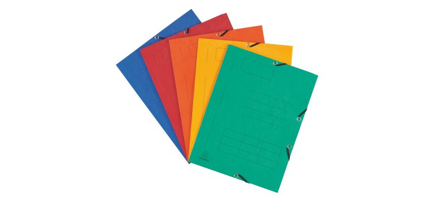 Chemise à élastique 3 rabats carte imprimée Exacompta 24 x 32 cm dos 1,5 cm couleurs assorties