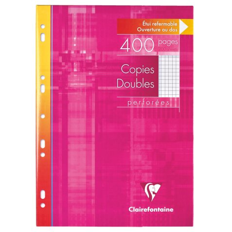 Copies doubles 400 pages petits carreaux format A4 21 x 29,7 cm Metric Clairefontaine - perforées