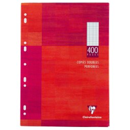 Copies doubles 400 pages séyès 90g format A4 21 x 29,7 cm Metric Clairefontaine - perforées