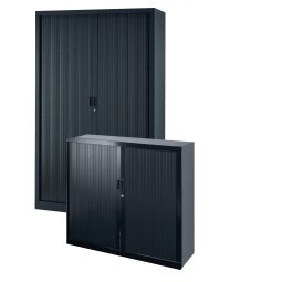 Pack armoires métal à rideaux Généric H 198 cm gris anthracite 1 achetée = 1 armoire H 100 cm offerte