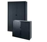 Pack armoires métal à rideaux Généric H 198 cm gris anthracite 1 achetée = 1 armoire H 100 cm offerte