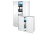 Pack armoires métal à rideaux Généric H 198 cm blanche : 1 achetée = 1 armoire H 100 cm offerte