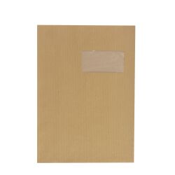 Enveloppen kraft bruin gestreept 229 x 324 mm Bruneau 90 g met venster 50 x 100 mm - Doos van 500