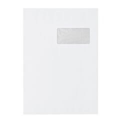 Pochette vélin blanc 229 x 324 mm Bruneau 90 g avec fenêtre 50 x 100 mm - Boîte de 250