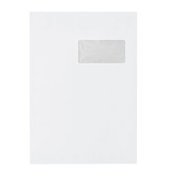 Bruneau - Pochette vélin blanc 229 x 324 mm 90 g avec fenêtre 50 x 100 mm - Boîte de 250