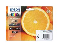 Set von 4 Cartridges Epson 33XL schwarz + farbig, hohe Kapazität für Tintenstrahldrucker