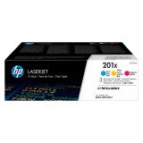 HP 201X, pack 3 toners high capacity colors