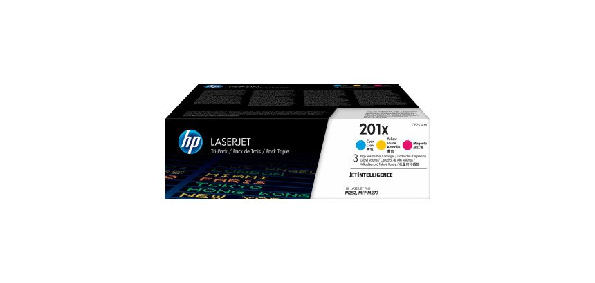HP 201X, pack 3 toners haute capacité couleurs