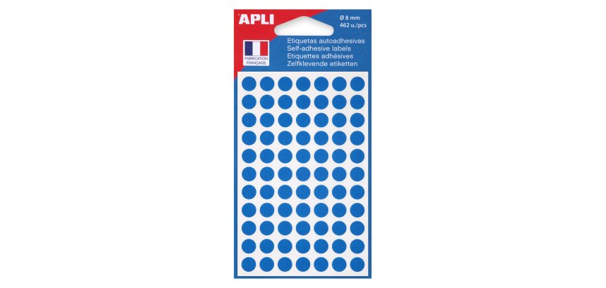 Pastilles adhésives Ø 8 mm couleurs - Pochette de 462 gommettes