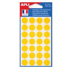 Pastilles adhésives Ø 15 mm couleurs - Pochette de 168 gommettes
