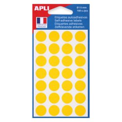 Pastilles adhésives Ø 15 mm couleurs - Pochette de 168 gommettes