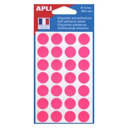 Pastilles adhésives Ø 15 mm couleurs - Pochette de 168 gommettes