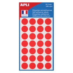 APLI Labels red agipa round 15 mm 168 Pieces