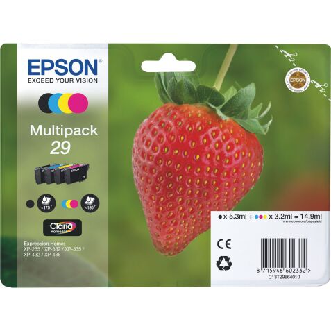 Epson 29 Original Ink Cartridge C13T29864012 Black, Cyan, Magenta, Yellow Pack of 4 Multipack