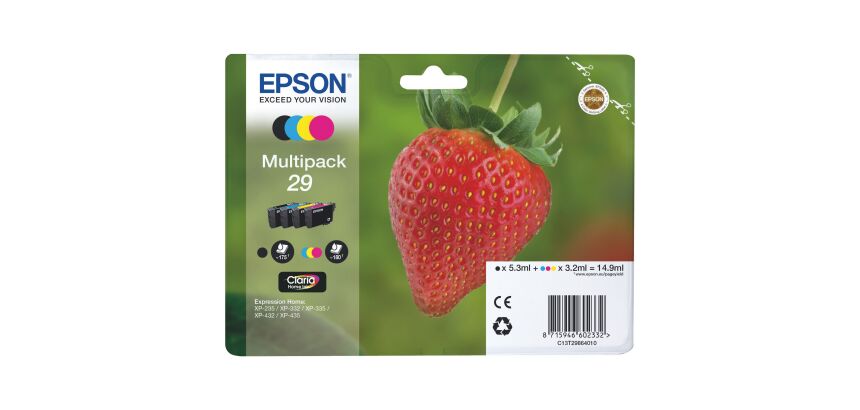 Epson 29 Pack 4 cartouches noire + couleurs pour imprimante jet d'encre