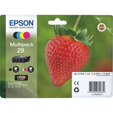 Epson 29 Pack 4 cartuchos originales negro + tricolor (175 + 3+180 páginas)
