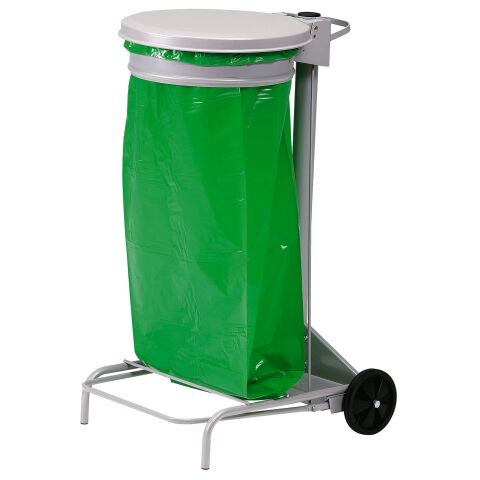 Portabolsas de basura con ruedas de pedal 110 litros Collecroule Rossignol gris