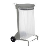 Support de sacs poubelles roulant  à pédale 110 Litres Collecroule Rossignol, gris
