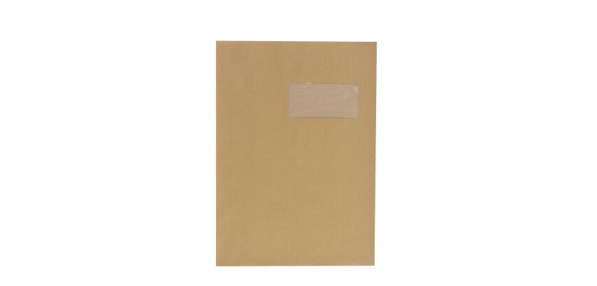 Envelope kraft brown striped 229 x 324 mm Bruneau 90 g with window 50 x 100 mm - Box of 250