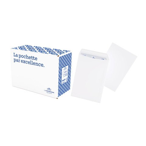 Sobre satinado blanco 90 g La Couronne 229 x 324 mm sin ventana - Caja de 250