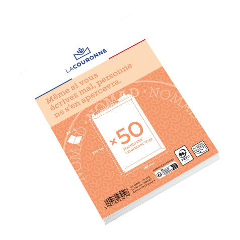La Couronne - Pochette velin blanc 162 x 229 mm 90 g sans fenêtre - Boîte de 50