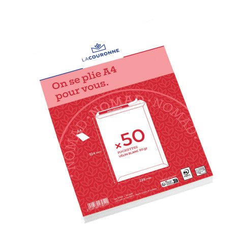 Sobre satinado blanco 90 g La Couronne 229 x 324 mm sin ventana - Caja de 50