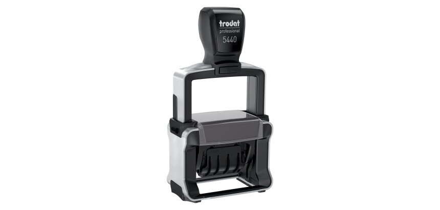 Tampon dateur personnalisable Trodat Metal Line 5440 bicolore - 4 lignes + date