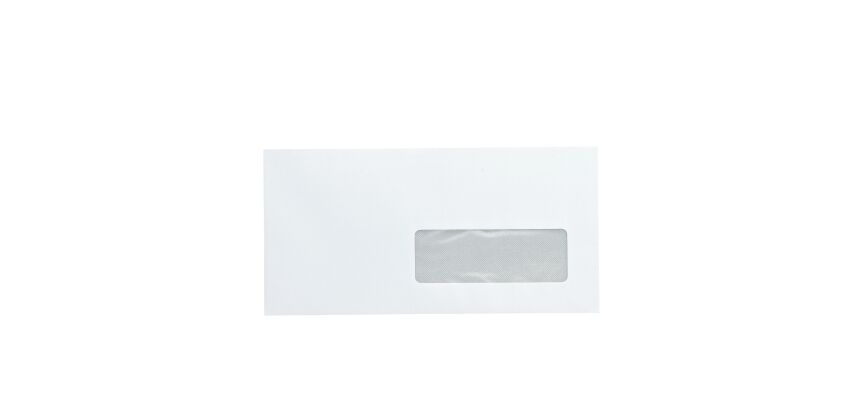 Sobre 110 x 220 mm Bruneau 90 g con ventana 35 x 100 mm blanco - Caja de 500