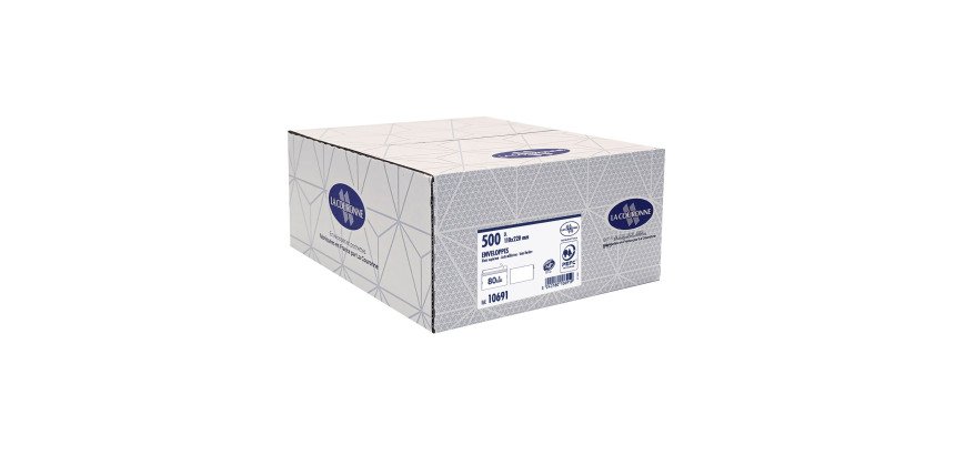 Boîte de 200 enveloppes La Couronne 110 x 220 mm sans fenêtre blanche