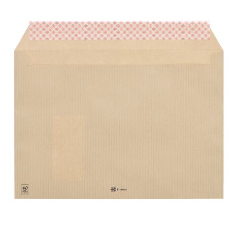 Enveloppe 229 x 324 mm Bruneau 90 g avec fenêtre 50 x 100 mm kraft brun - Boîte de 500