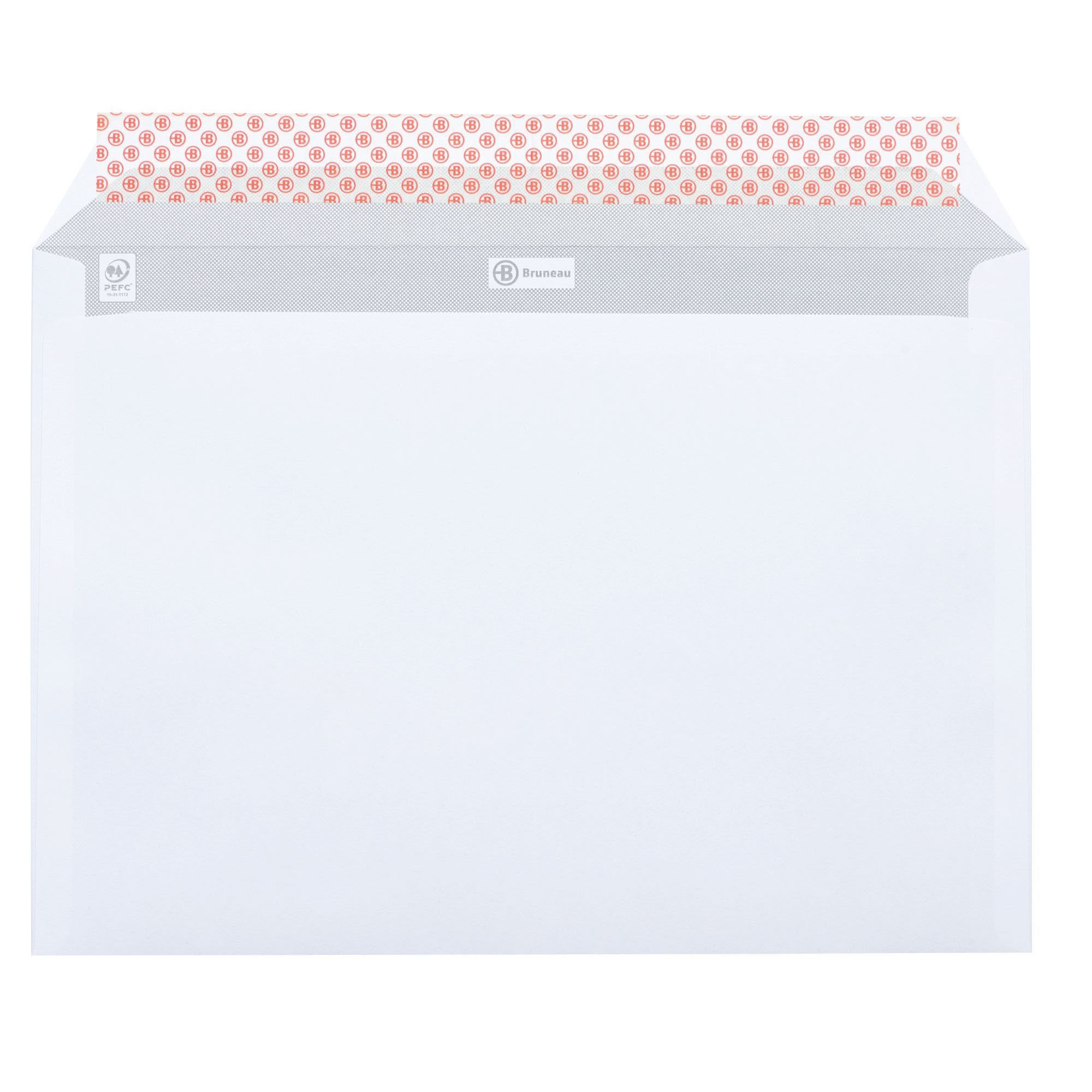 Lot De 50 - Grande Enveloppe - Pochette BLANCHE à Soufflet 260 X 330 30 Mm Papier Blanc Extérieur Marron Intérieur 115 G Fond Pincé Pour Maintenir Le Contenu Fermeture Bande Adhésive Autocollante