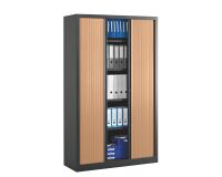 Armoire haute à rideaux monoblocs Eco-conçues 198 x 120 cm corps anthracite