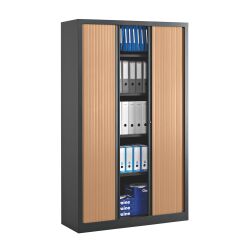 Armoire haute à rideaux monoblocs Eco-conçues 198 x 120 cm corps anthracite