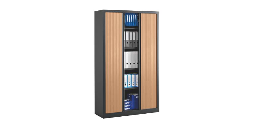 Armoire haute à rideaux monoblocs Eco-conçues 198 x 120 cm corps anthracite