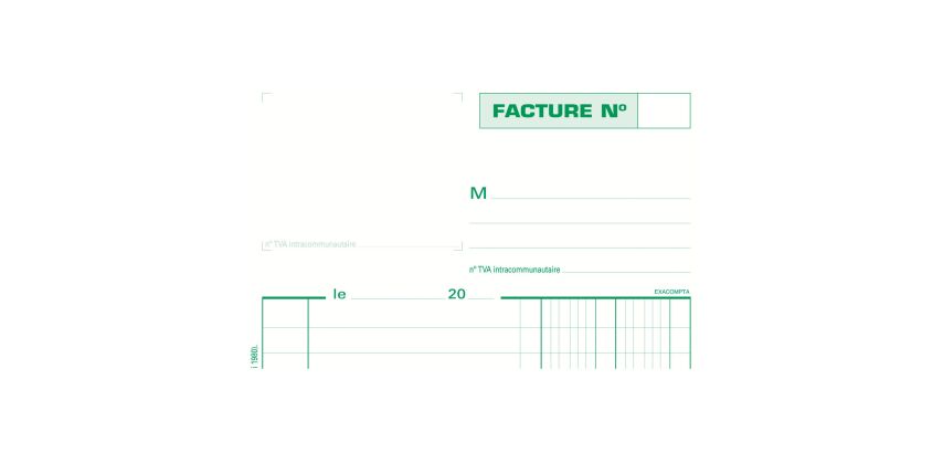 Cahier de facture Manifold Exacompta autocopiant 14,8 x 21 cm 50 pages double exemplaires