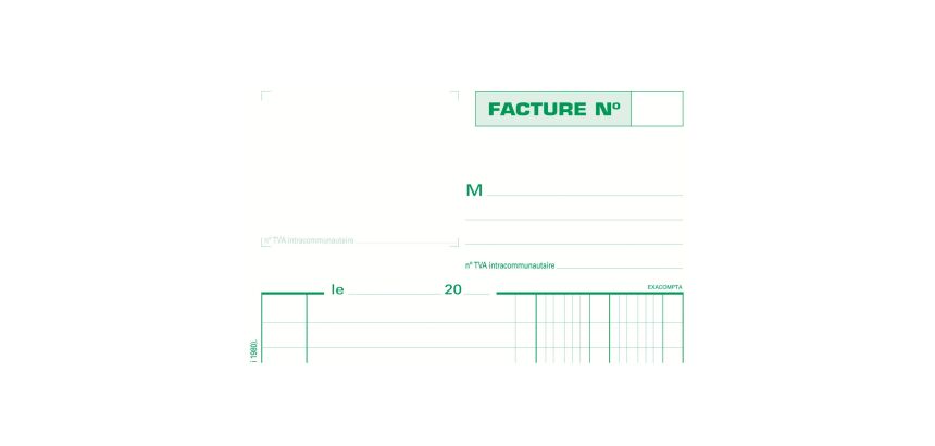 Cahier de facture Manifold Exacompta autocopiant 14,8 x 21 cm 50 pages double exemplaires
